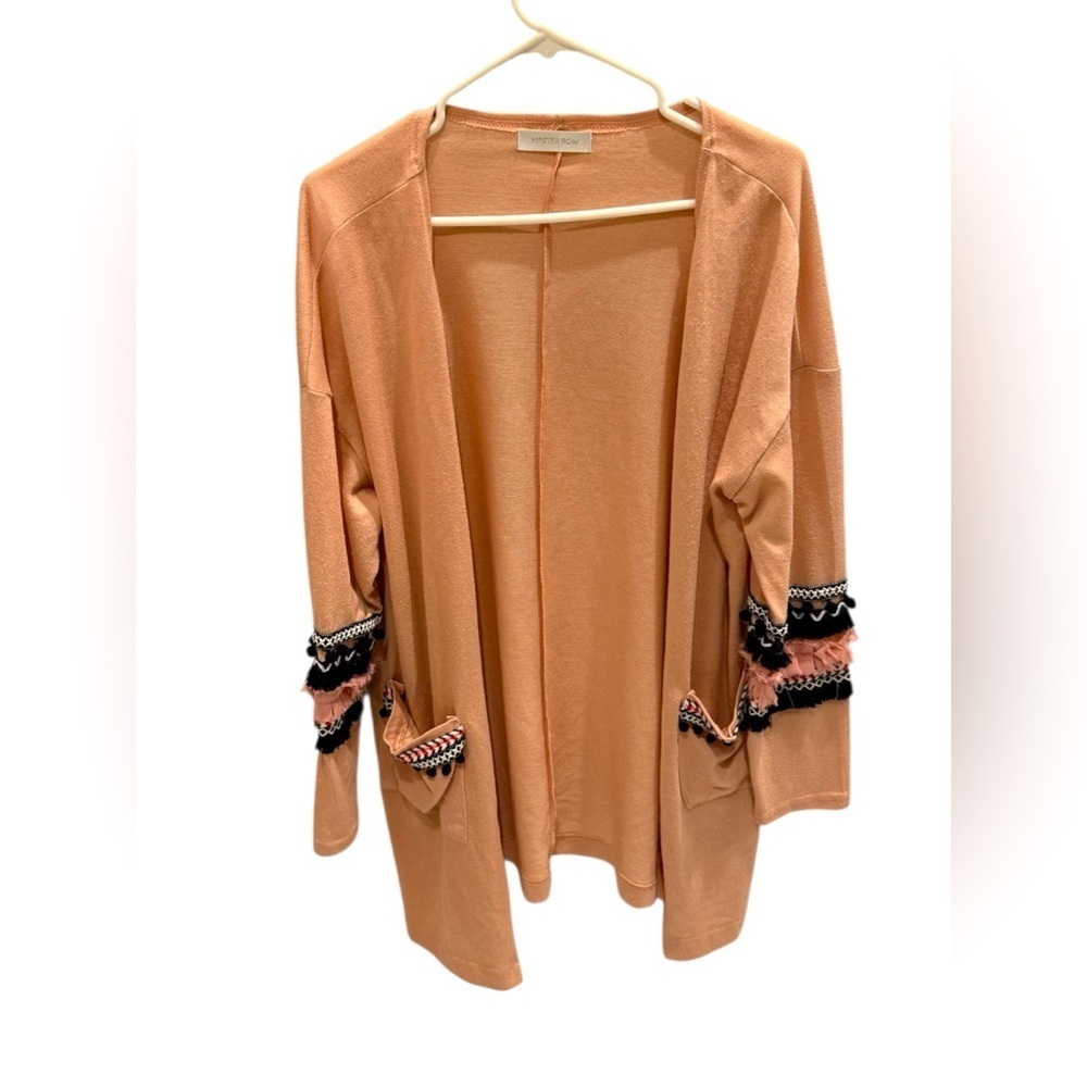 Hipster Row Boho Gypsy Cardigan Sweater Fringe Details Women’s Size Large